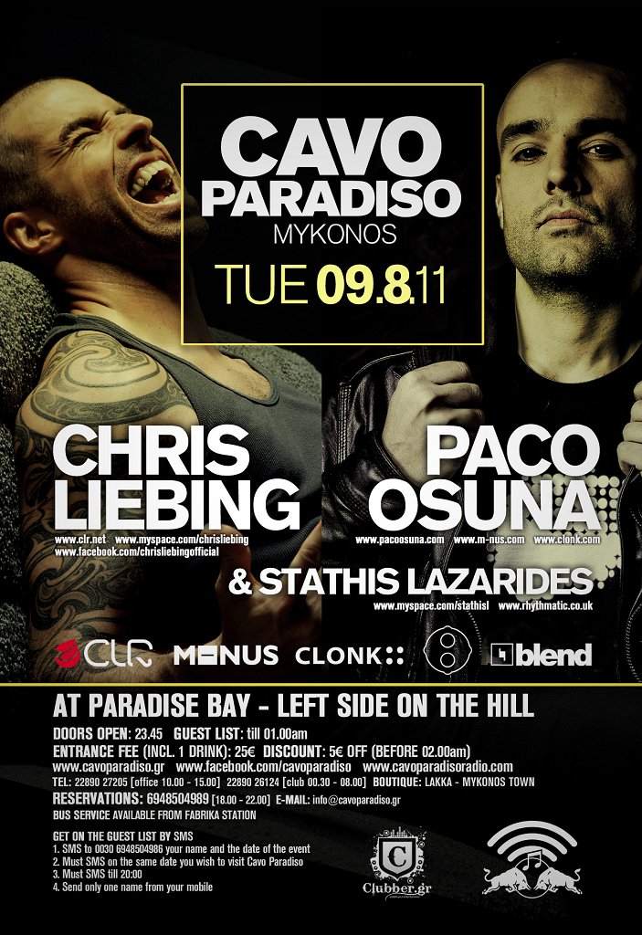 Cavo Paradiso presents Paco Osuna & Chris Liebing - Página frontal