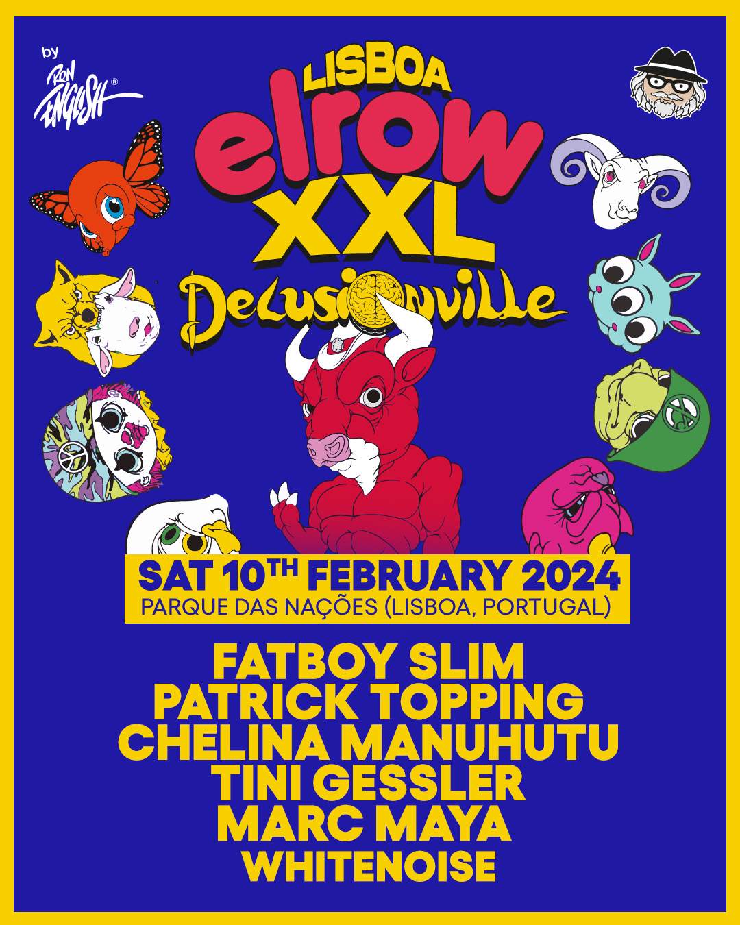 elrow XXL Delusionville Lisbon 2024 - フライヤー表