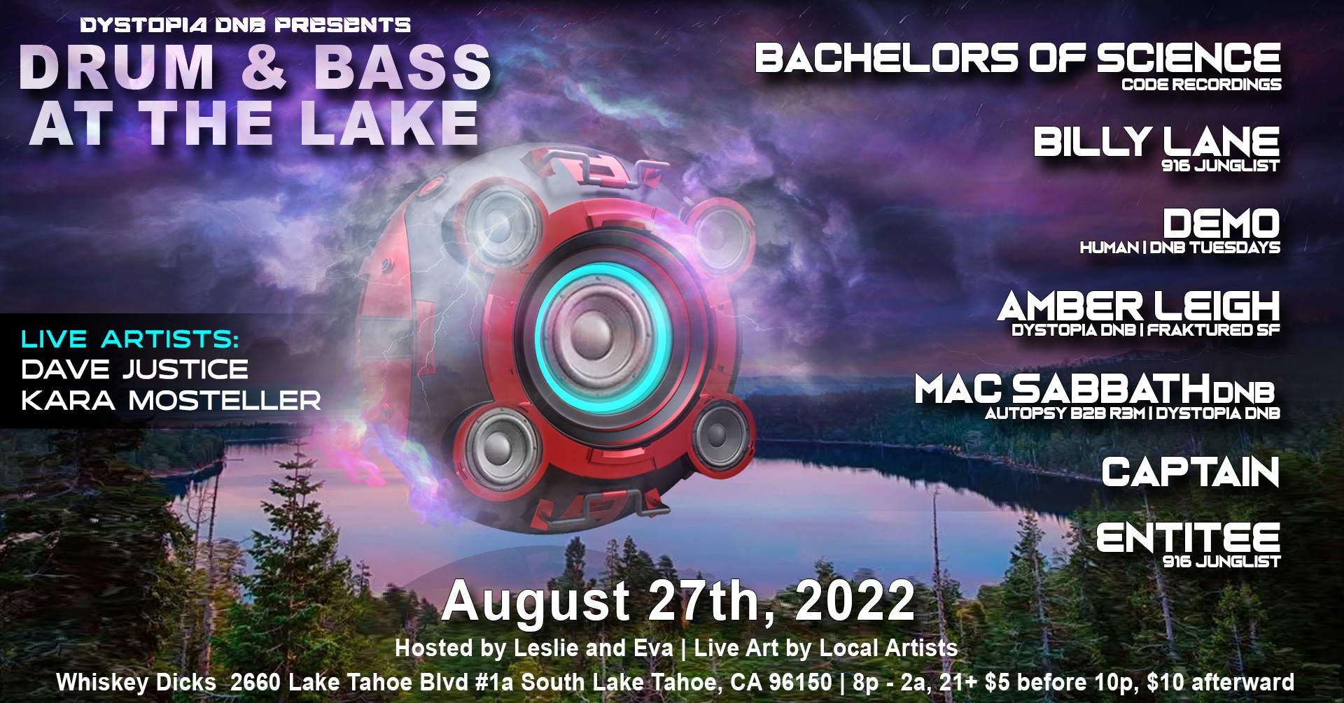 Dystopia DNB, Leslie and Eva presents 'Drum & Bass at The Lake' - Página trasera