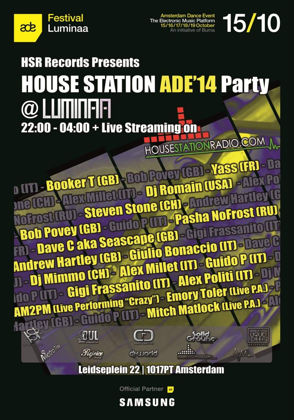 HSR Records and House Station Radio present: House Station ADE '14 Party - Página frontal