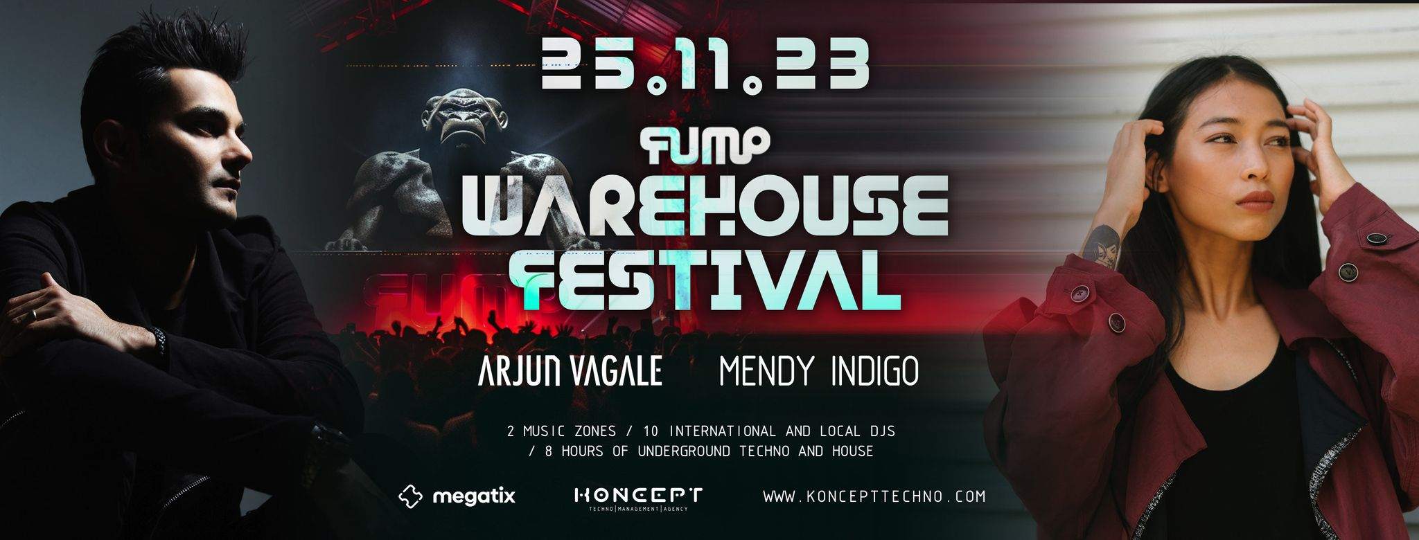 FUMP Warehouse Festival 2023: Arjun Vagale (IND) & Mendy Indigo (TH) - フライヤー裏