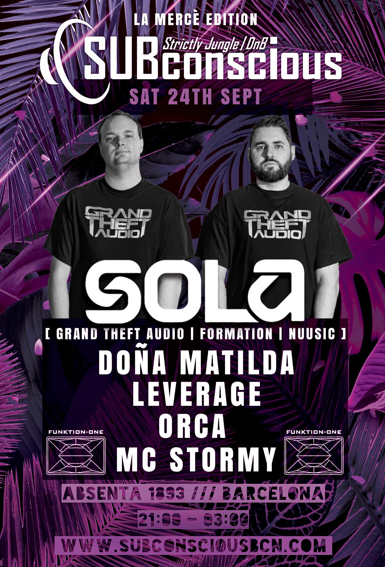 SUBconscious // Jungle Drum and Bass // La Mercè // SOLA at Absenta Bar, Barcelona