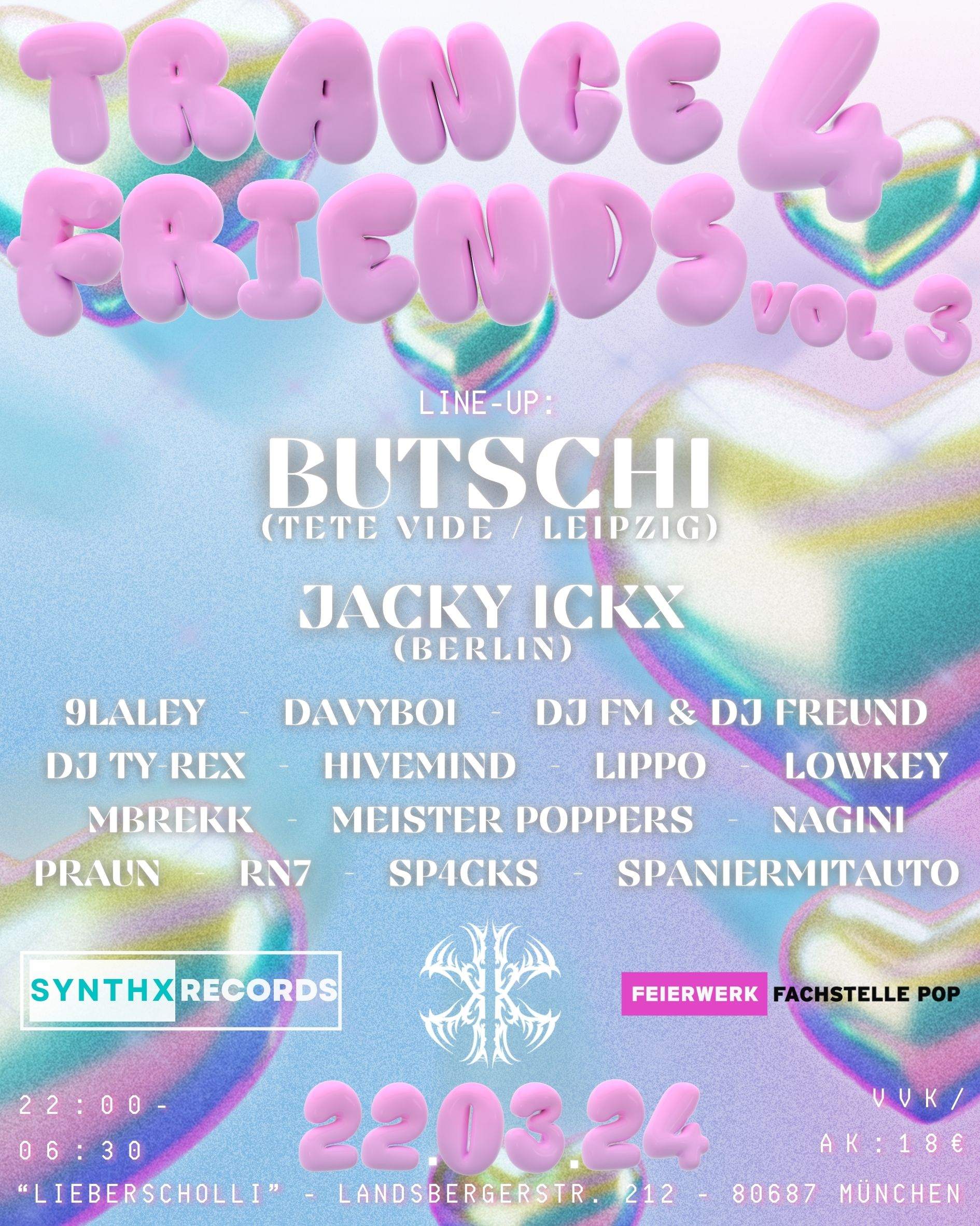 Trance 4 Friends - Vol. III w/ Butschi & Jacky Ickx - フライヤー表