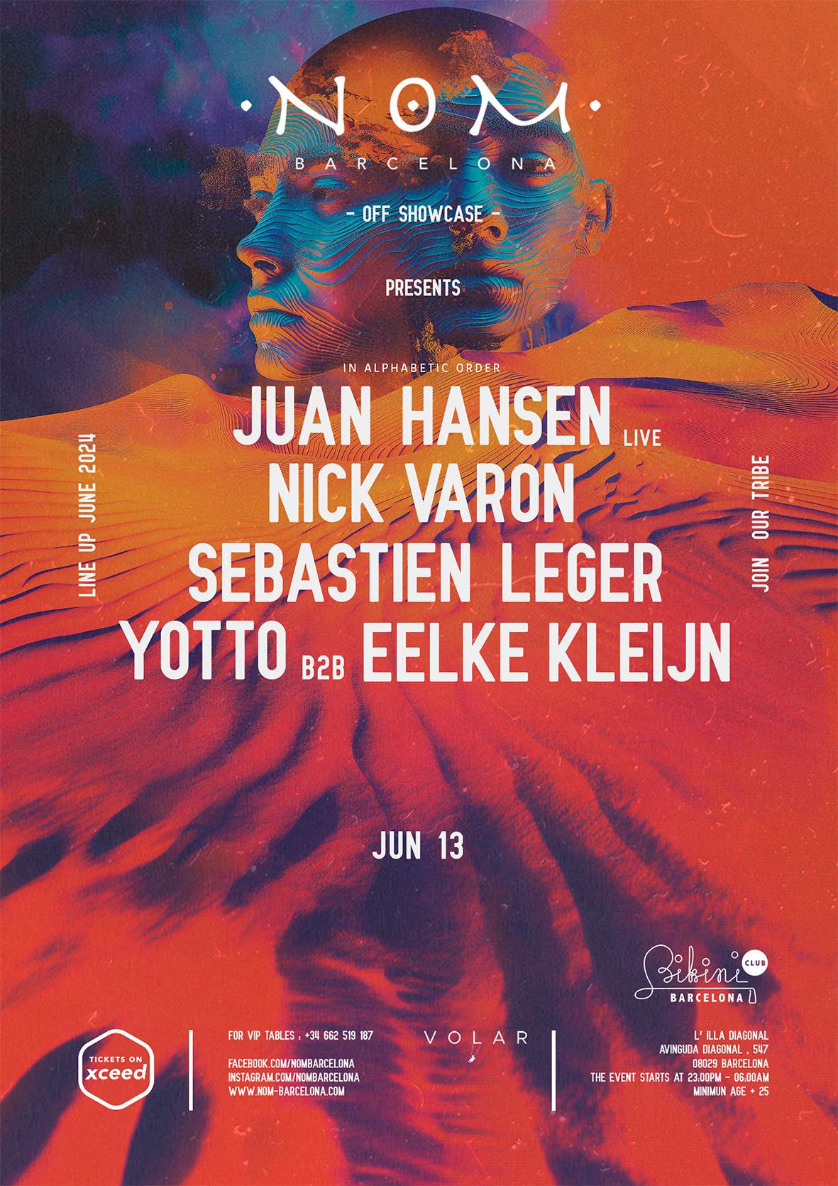 Nom Showcase pres. Juan Hansen (Live), Nick Varon, Sebastien Leger, Yotto b2b Eelke Kleijn - フライヤー表