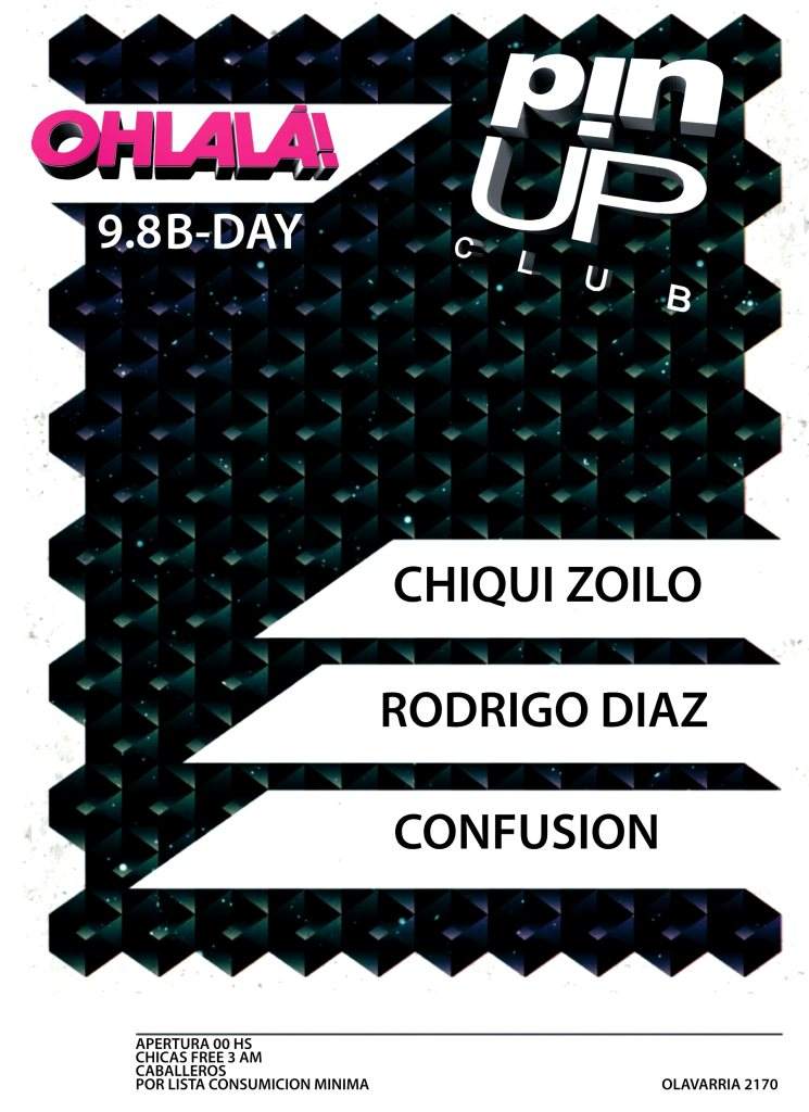Pin Up - B-Day Chiqui Zoilo, Rodrigo Diaz with Confusion - フライヤー表