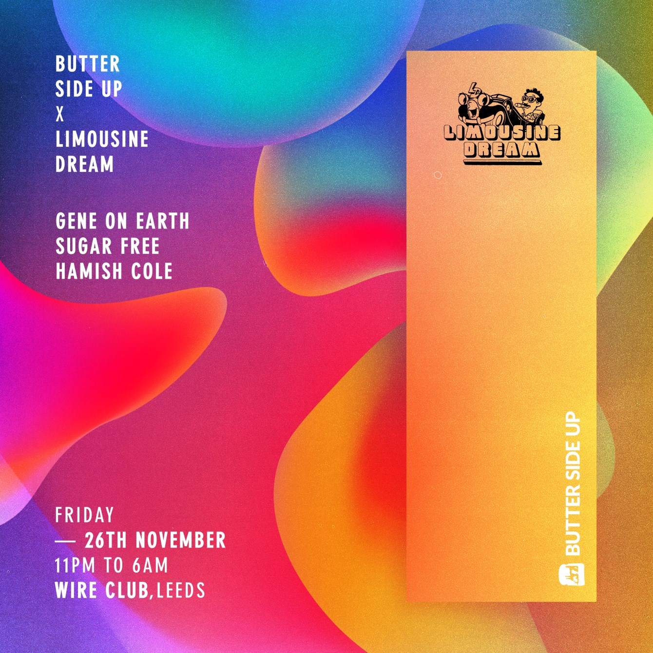 Butter Side Up x Limousine Dream with Gene On Earth, Sugar Free & Hamish Cole - Página frontal