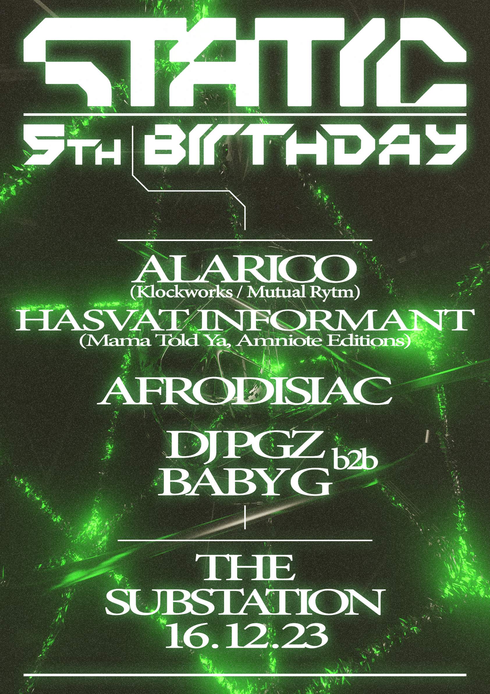 Static 5th Birthday with Alarico and dj pgz B2B Baby G - Página frontal
