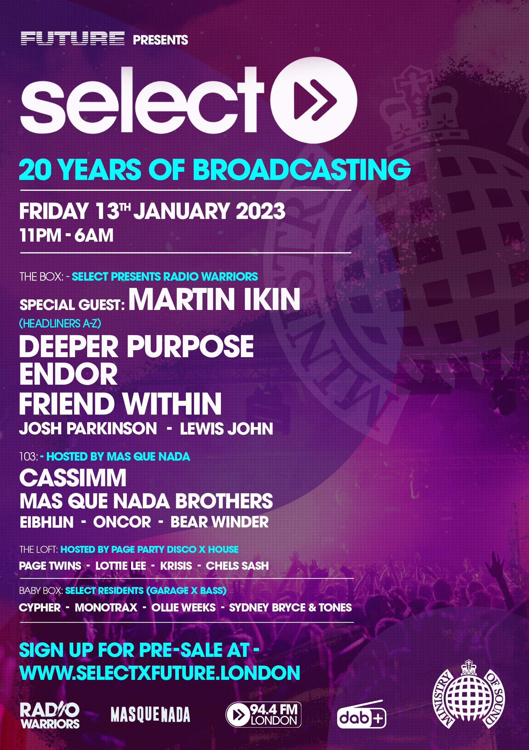 FUTURE x Select presents 20 Years of Broadcasting - フライヤー表
