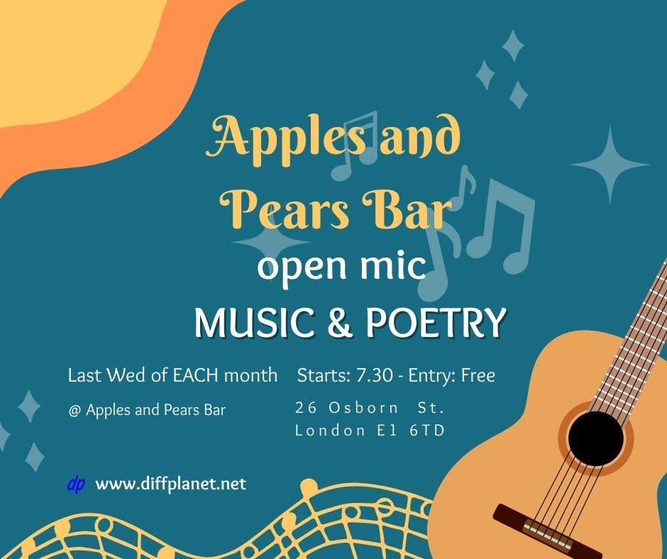 Apples and Pears Bar open mic music & poetry at Apples & Pears, London