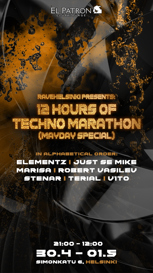 12 Hours Of Techno Marathon ( Vappu Special) - フライヤー裏