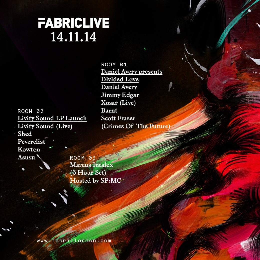 Fabriclive: Daniel Avery presents Divided Love & 'Livity Sound Remixes' Album Launch - Página frontal