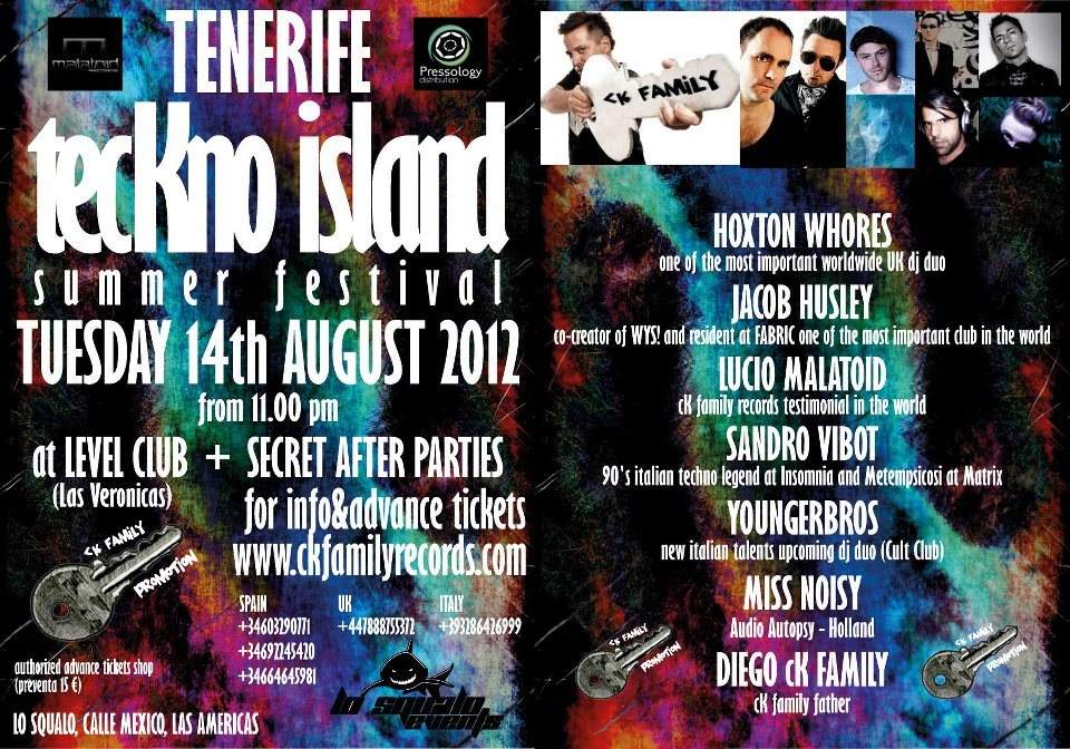 CK Family presents Tenerife Teckno Island Summer Festival 2012 - フライヤー表