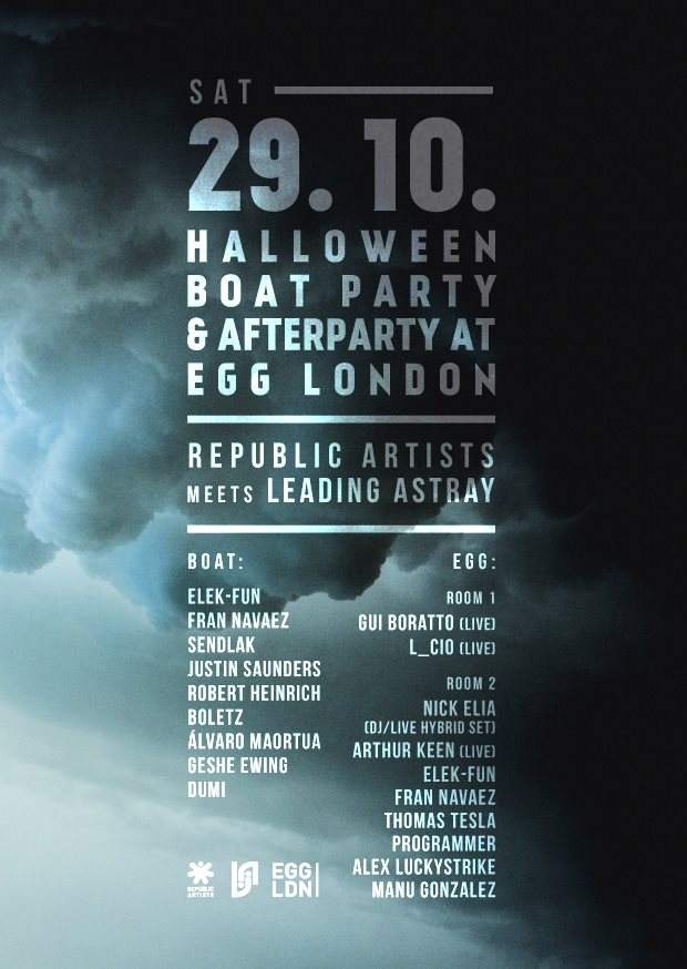 Republic Artists Meets Leading Astray Records: Halloween Boat Party and Egg Afterparty - Página frontal