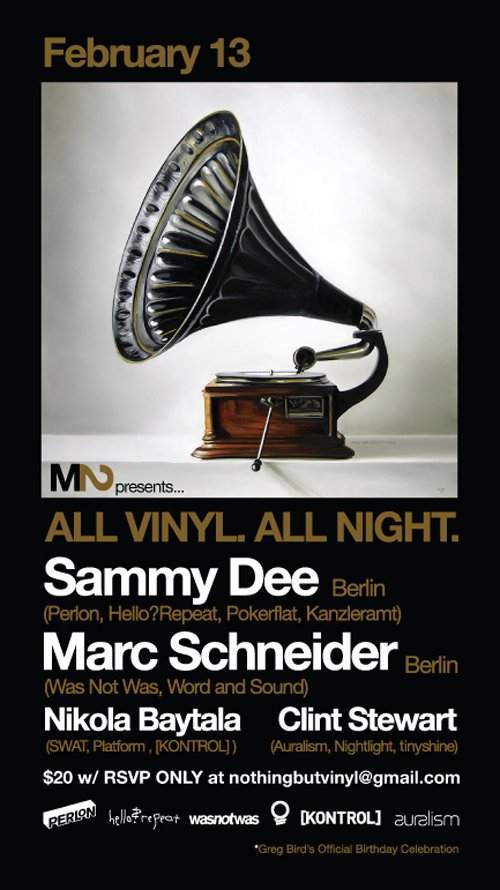 M2 presents Sammy Dee, Marc Schneider All Vinyl Underground Event - Página frontal