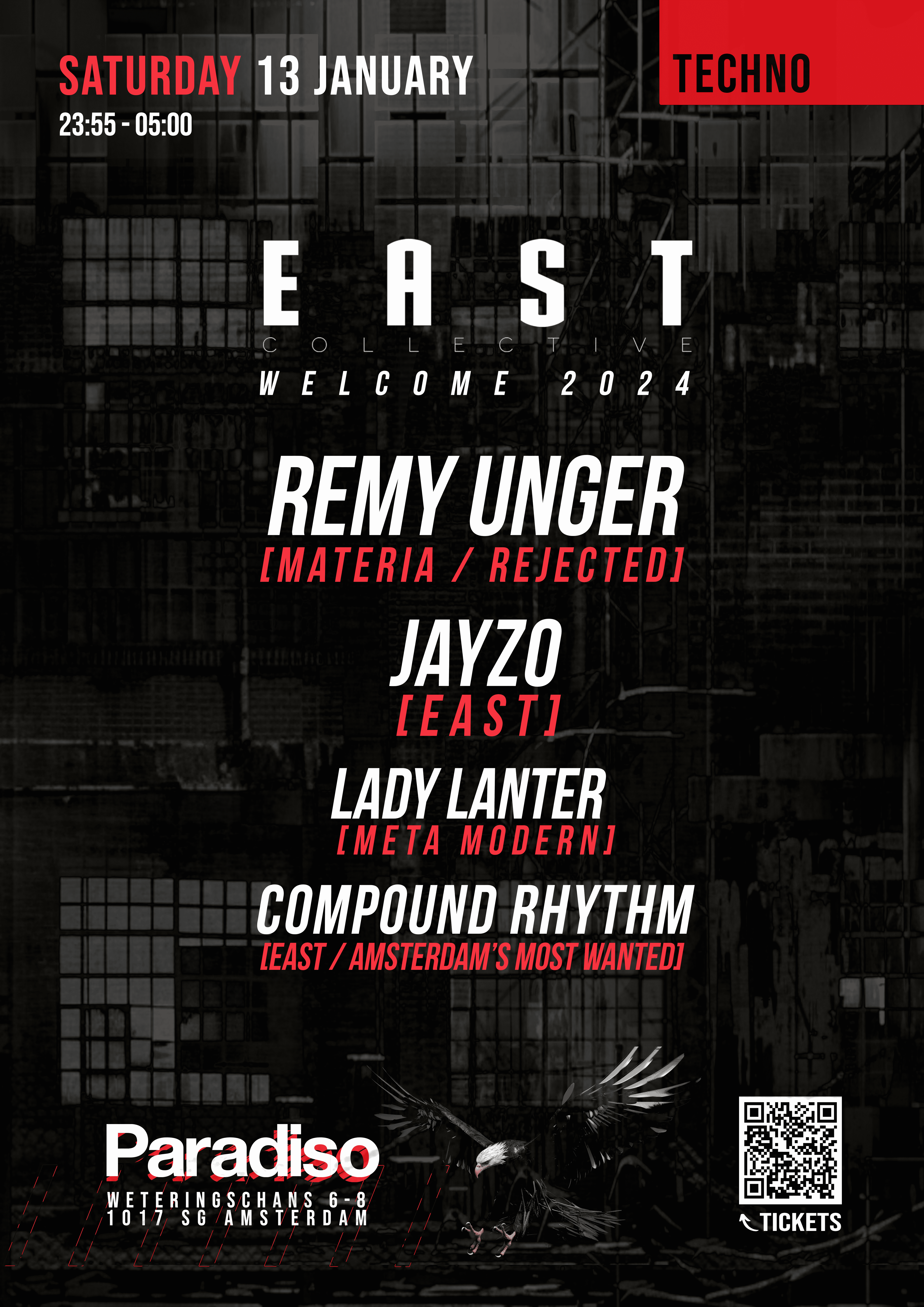 EAST XL with Remy Unger - Paradiso Amsterdam - フライヤー表