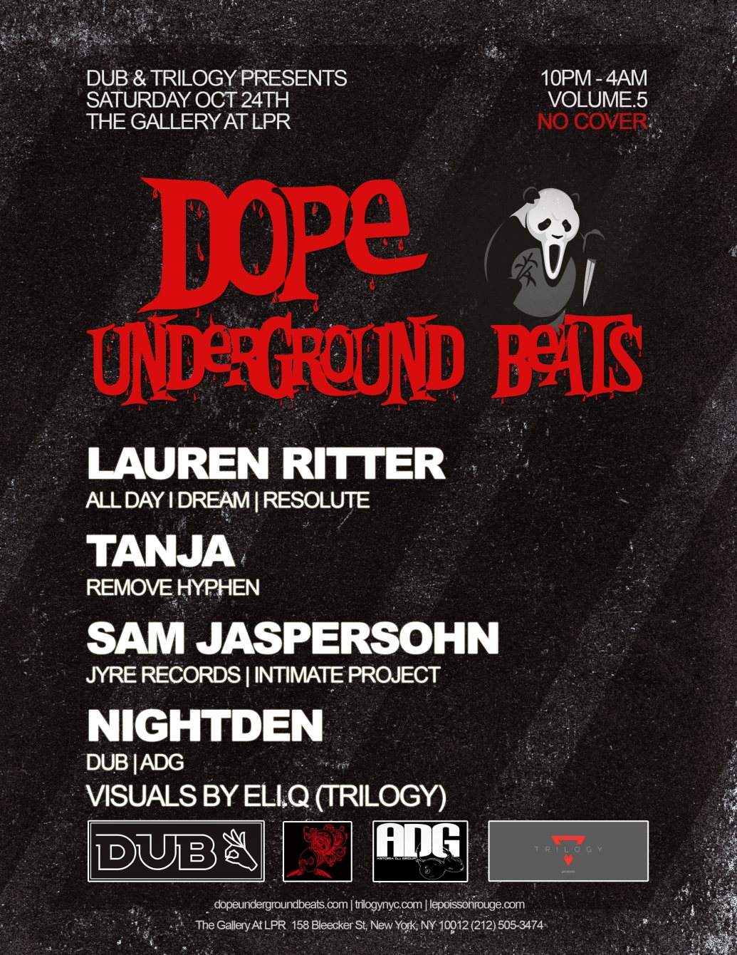 DUB & Trilogy presents: Dope Underground Beats with Lauren Ritter, Tanja & Sam Jaspersohn - Página frontal
