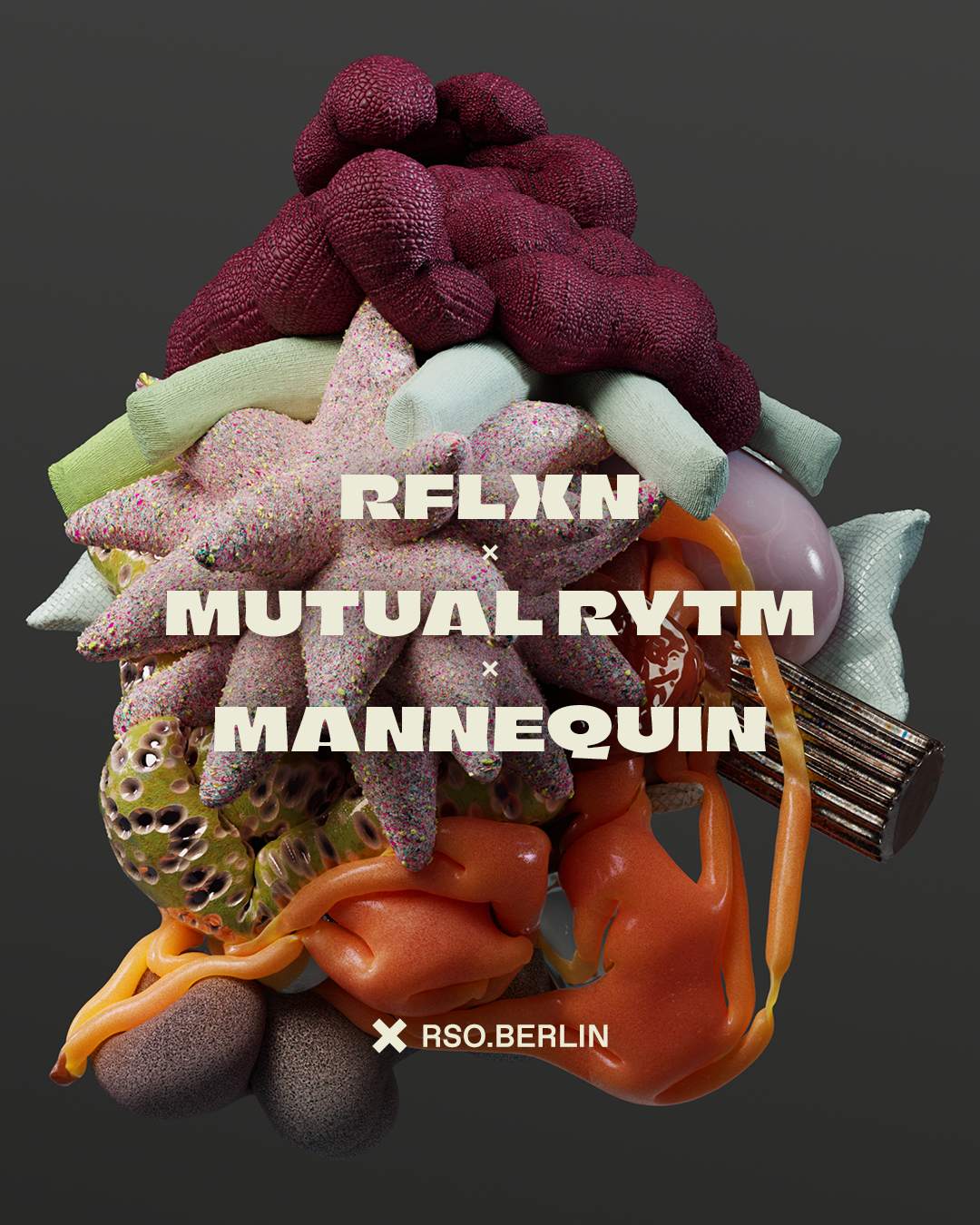 RFLXN x Mutual Rytm x Mannequin w/ SHDW & Obscure Shape, Grace Dahl, Umek, Alessandro Adriani - フライヤー表