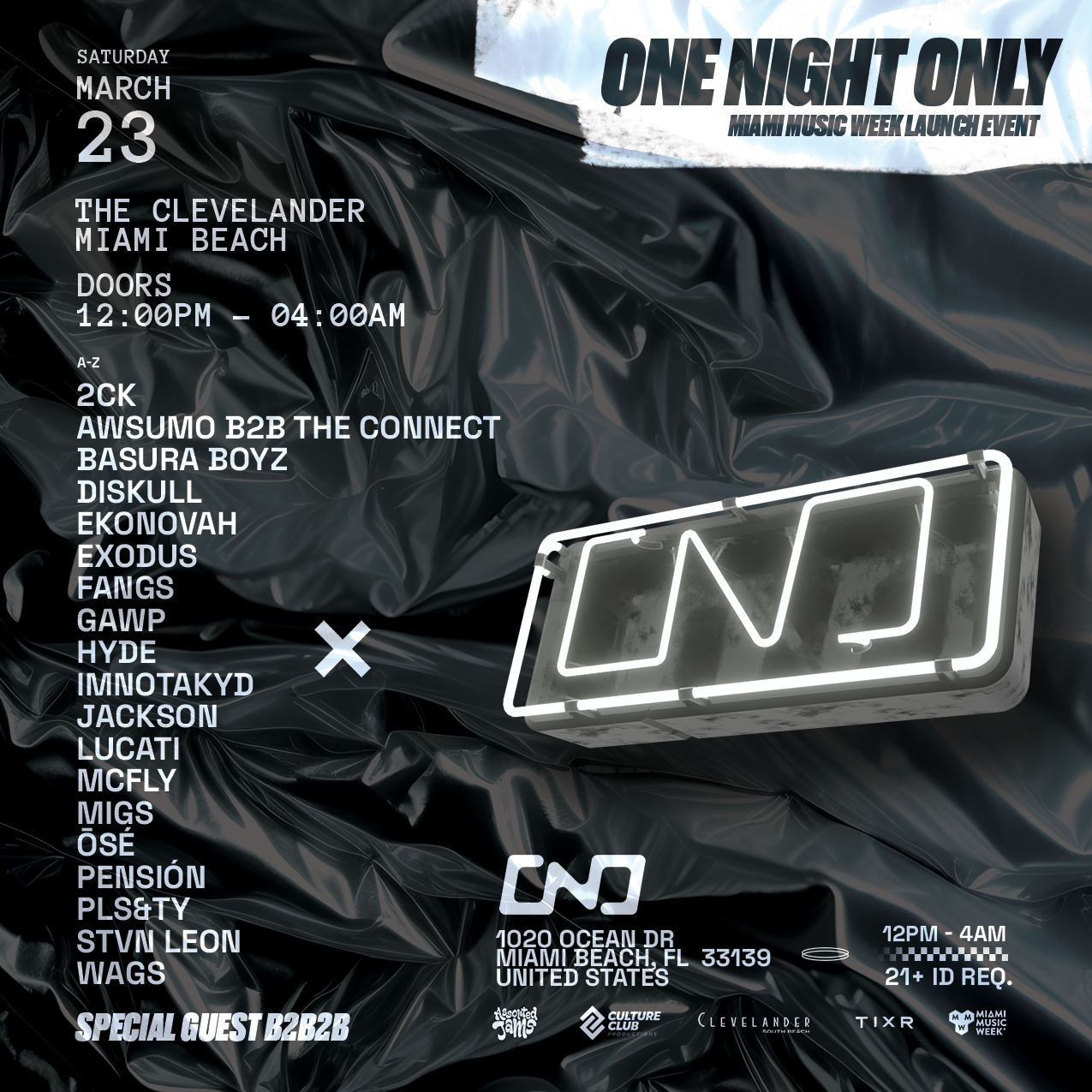 ONE NIGHT ONLY Launch Miami Music Week - フライヤー表