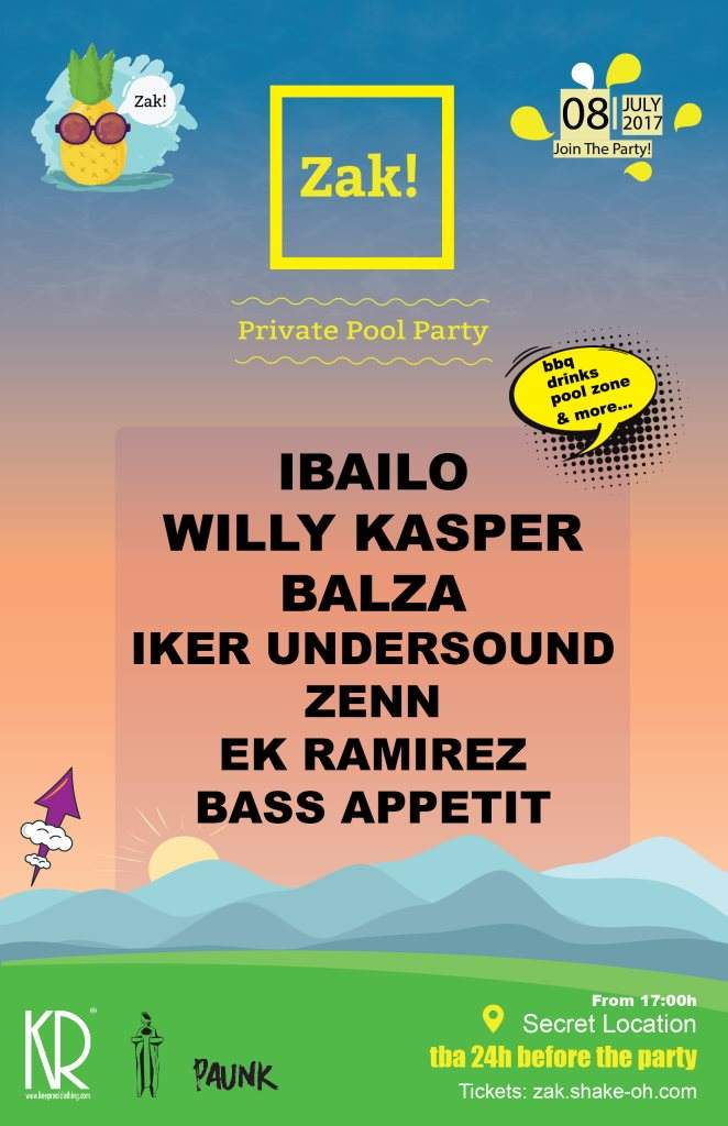 Zak! Private Pool Party - フライヤー裏