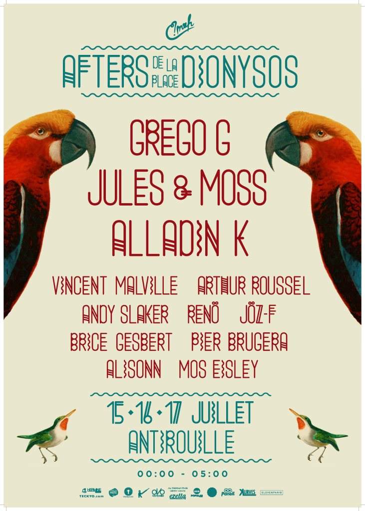 Les Afters de la Place Dionysos with Grego G, Jules & Moss and Alladin K - フライヤー裏