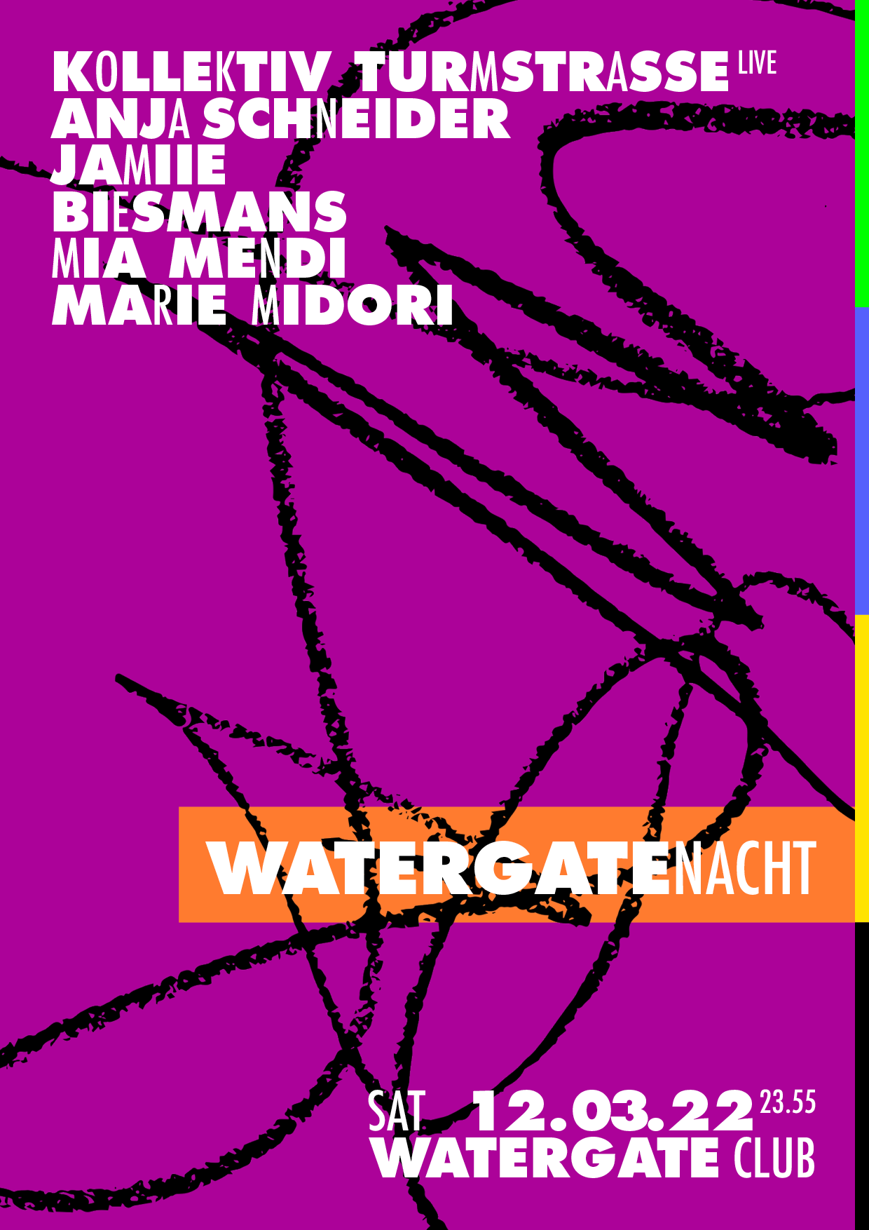 Watergate Nacht: Kollektiv Turmstrasse, Anja Schneider, JAMIIE, Biesmans, Mia Mendi - フライヤー表