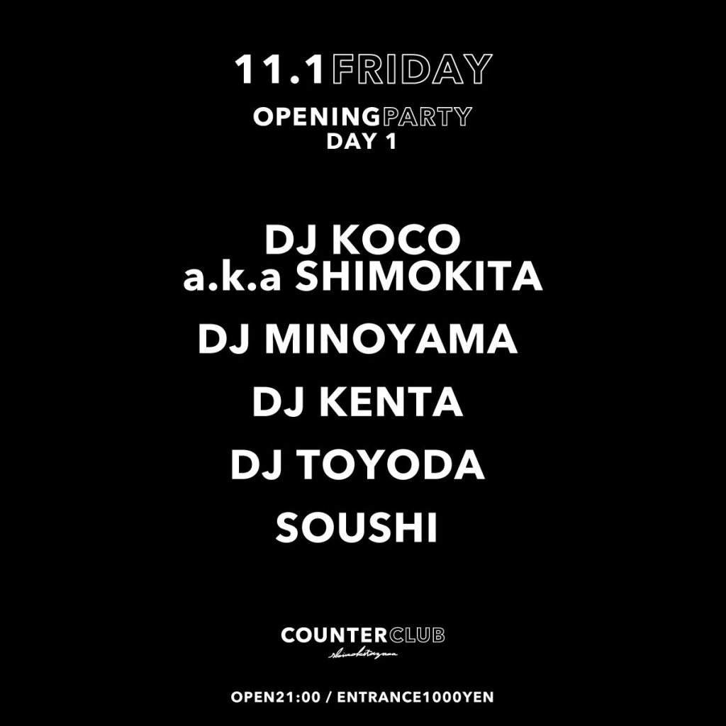 Counter Club Opening Party Day 1 - フライヤー表