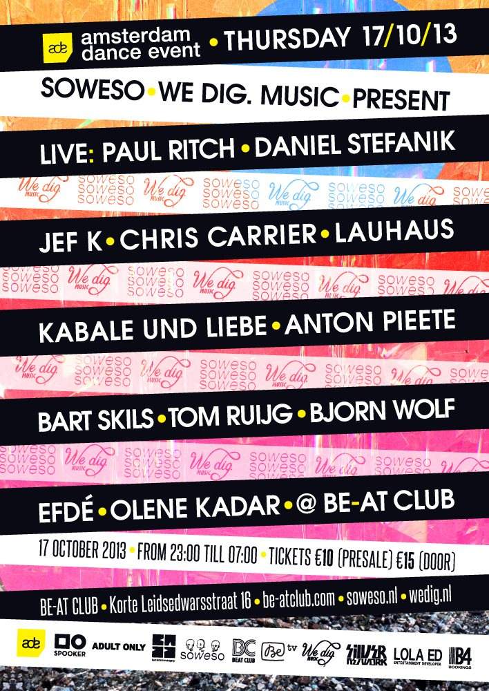 Soweso & We Dig. Music present Paul Ritch, Daniel Stefanik, Kabale und Liebe, Lauhaus, Jef K - フライヤー表