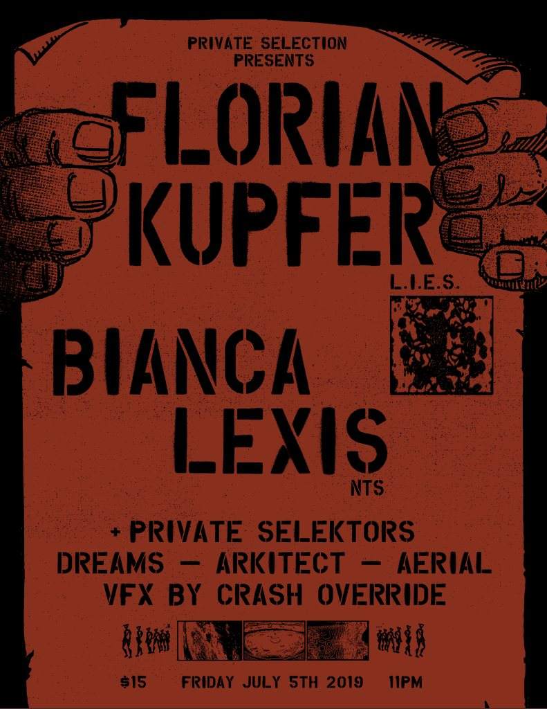 Private Selection presents: Florian Kupfer, Bianca Lexis, Dreams, Arkitect, Aerial - フライヤー表