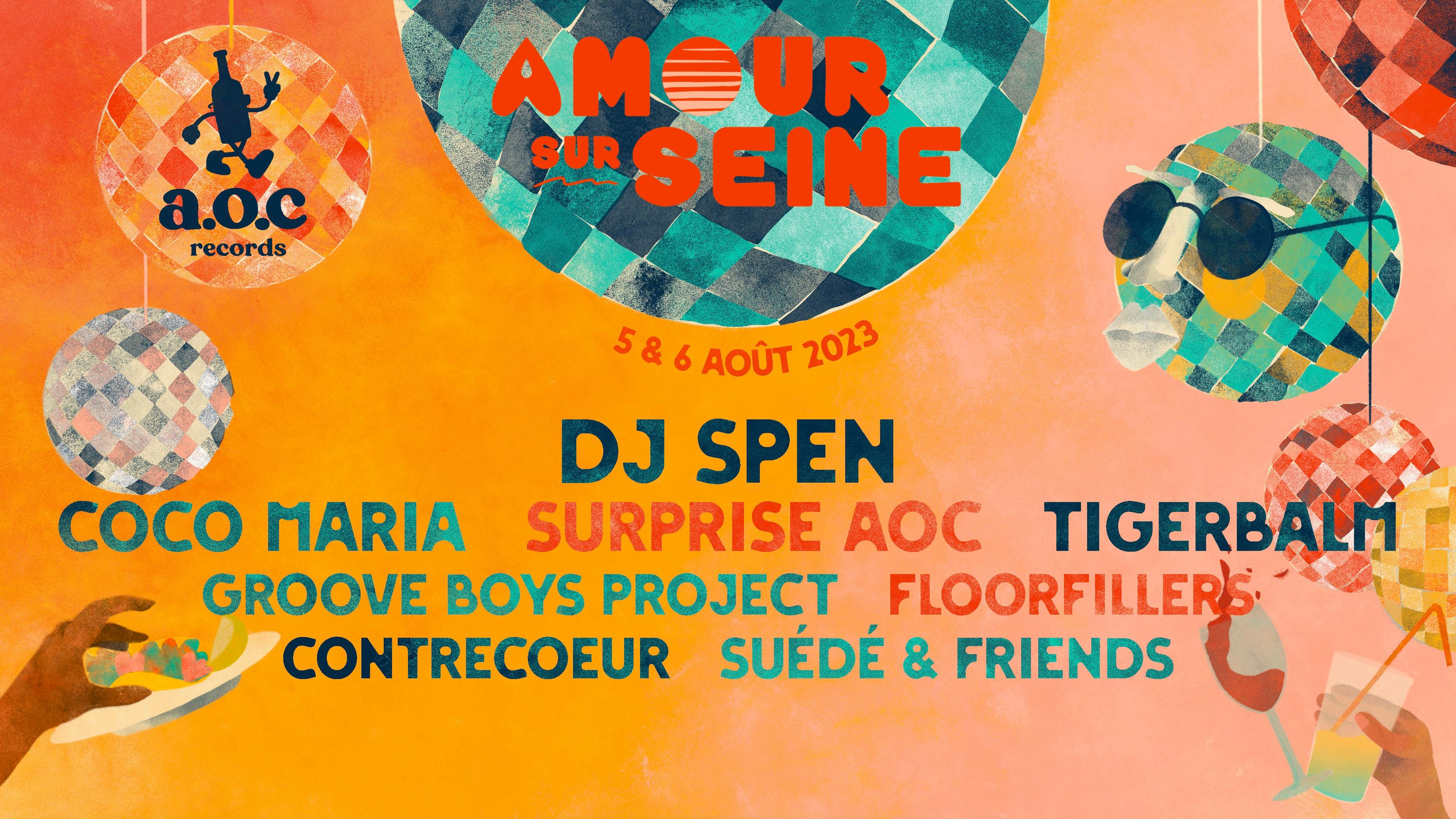 Amour sur Seine #6 x AOC Records • DJ Spen, Coco Maria, Tigerbalm, Groove Boys Project - Página frontal