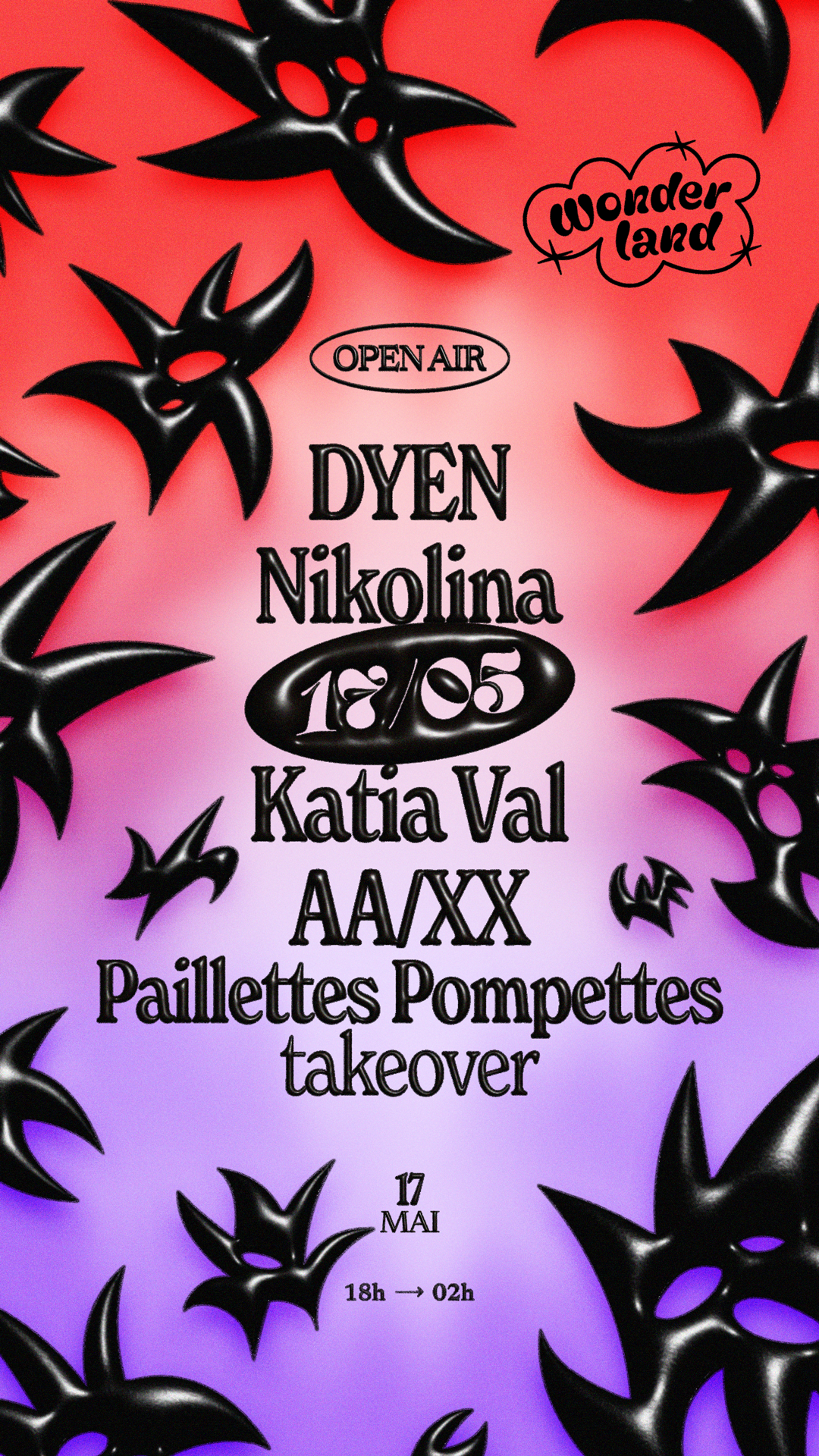 [Cancelled] Wonderland invite: DYEN - Nikolina - Katia Val - AA/XX - Paillettes Pompettes - フライヤー裏