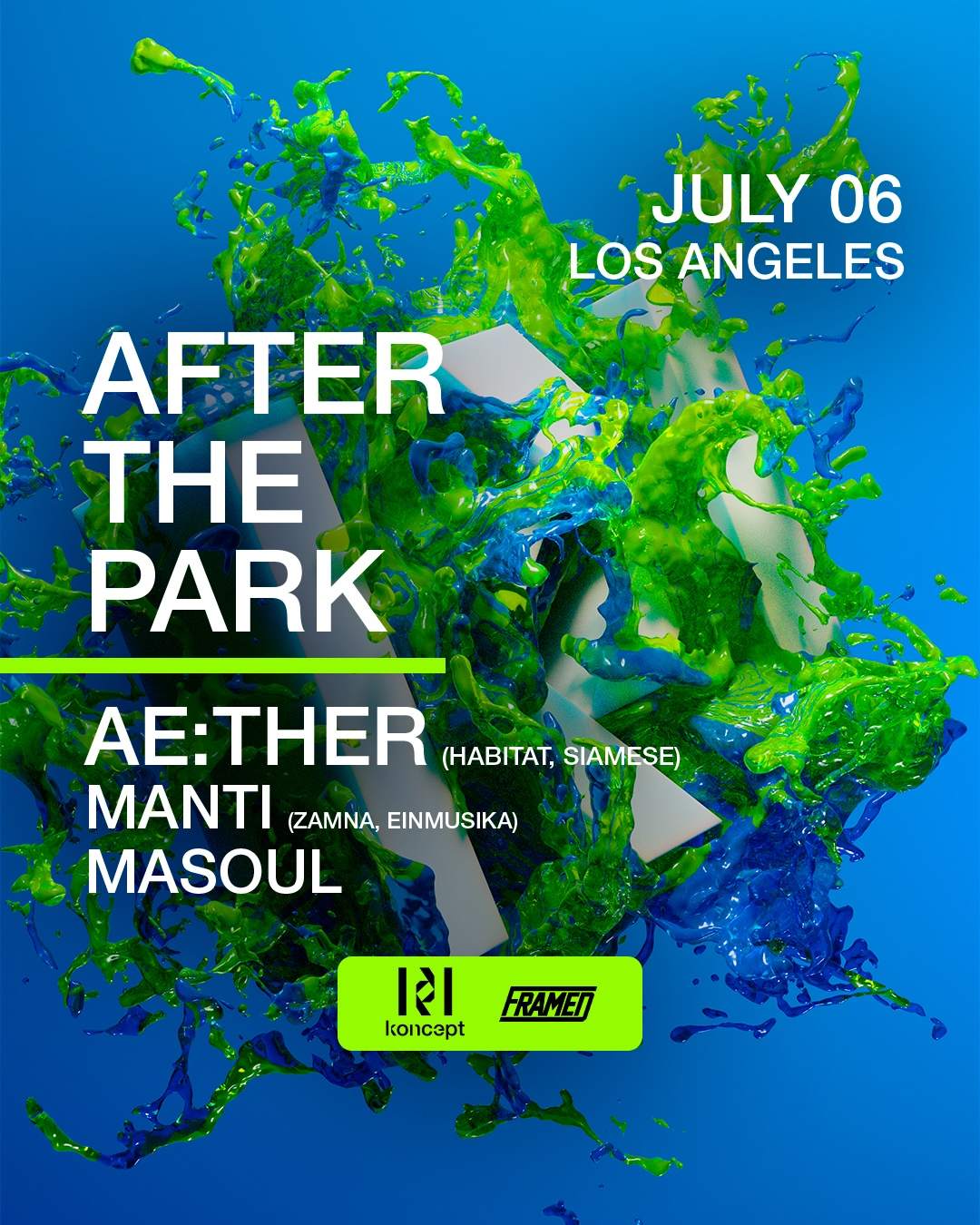 Koncept presents: After the Park with Ae:ther (Afterlife, Siamese), MANTi, Masoul - Página frontal