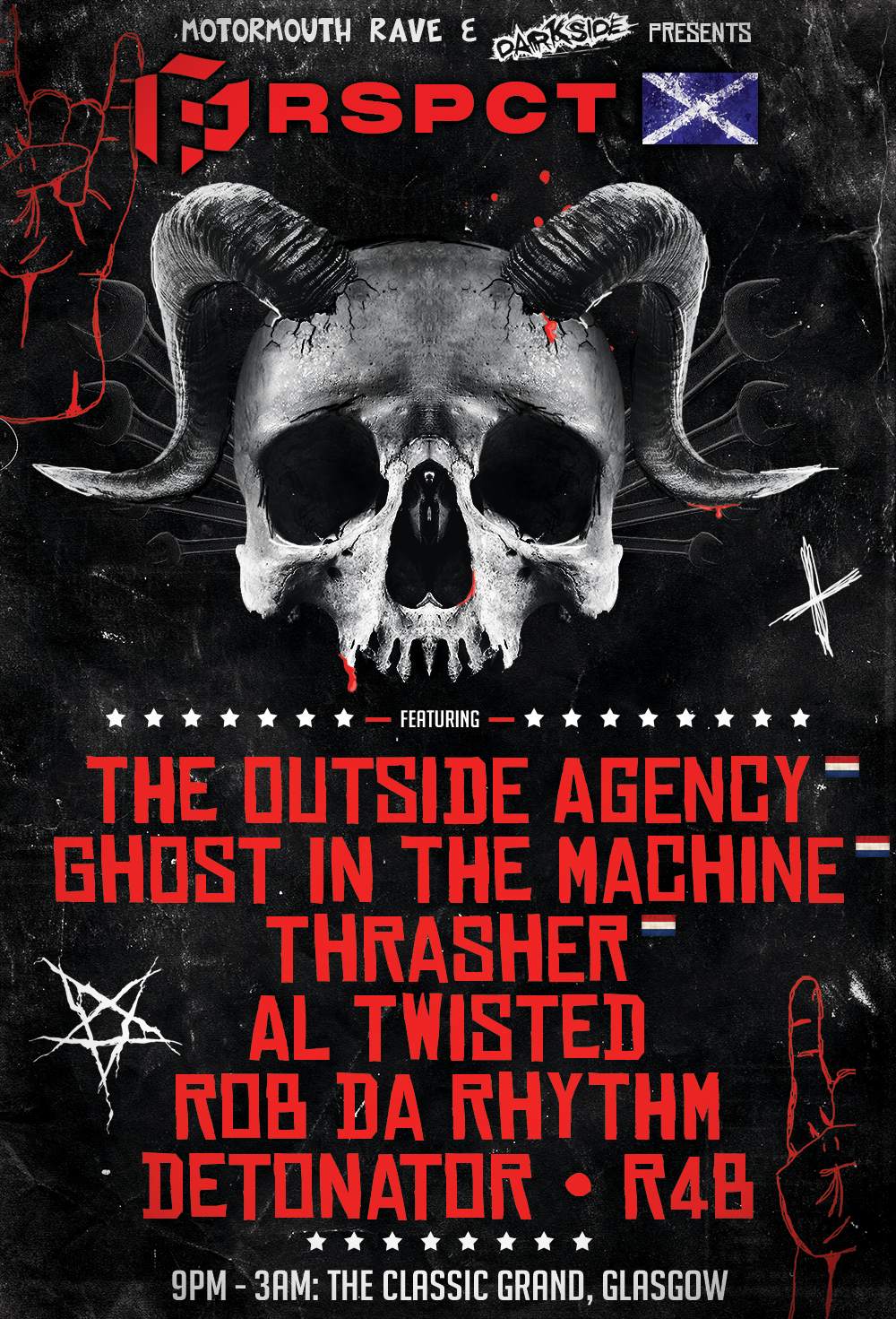 Motormouth presents PRSPCT - Scotland feat Ghost In The Machine, The Outside Agency, Thrasher - Página frontal