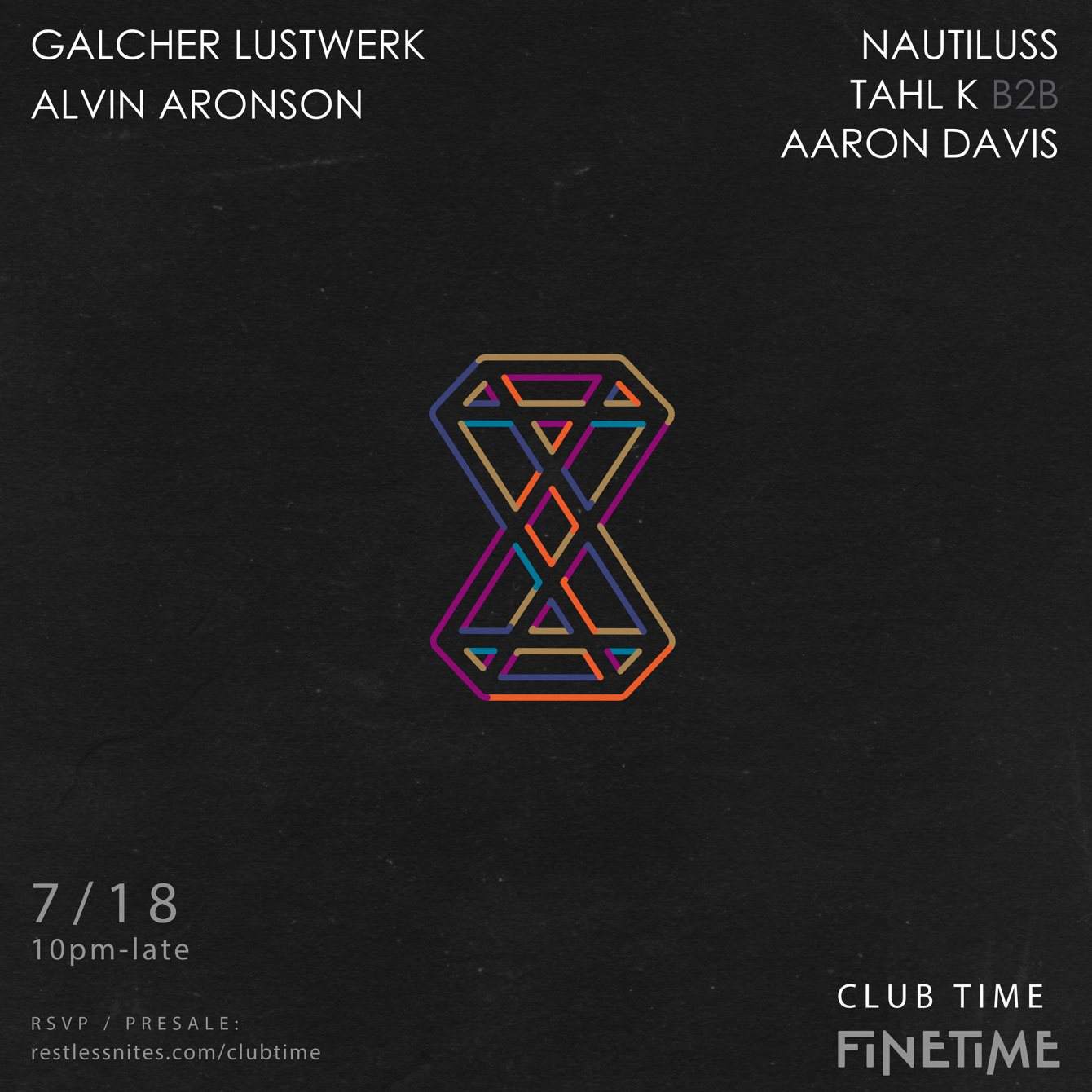 Club Time: Galcher Lustwerk, Nautiluss, Alvin Aronson & Tahl K b2b Aaron Davis - Página frontal