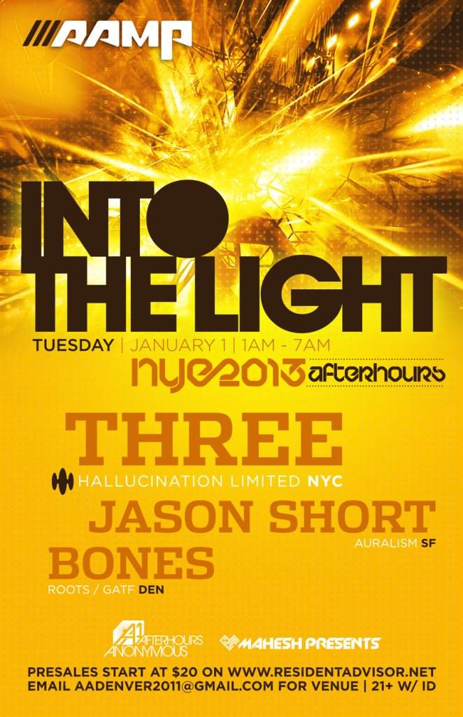 Aamp NYE Afters // Into The Light with Three - フライヤー表