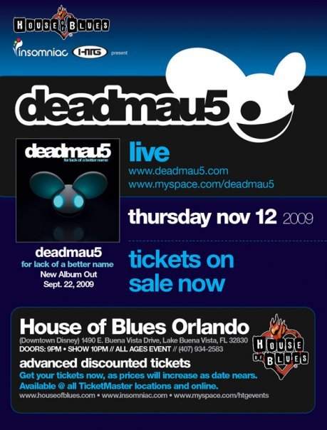 Deadmau5 - For Lack Of A Better Name album tour - Página frontal