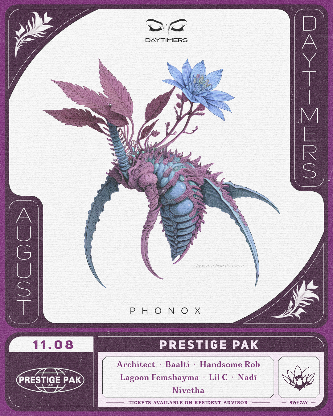 DAYTIMERS x Prestige Pak (4 Fridays at Phonox - 11th August) - Página frontal