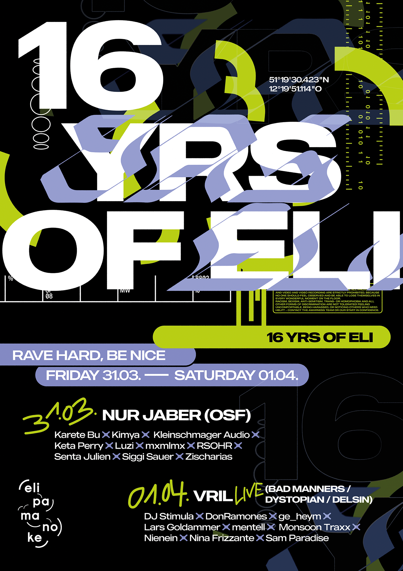 16 YRS OF ELI / DAY 1 / with Nur Jaber - フライヤー表