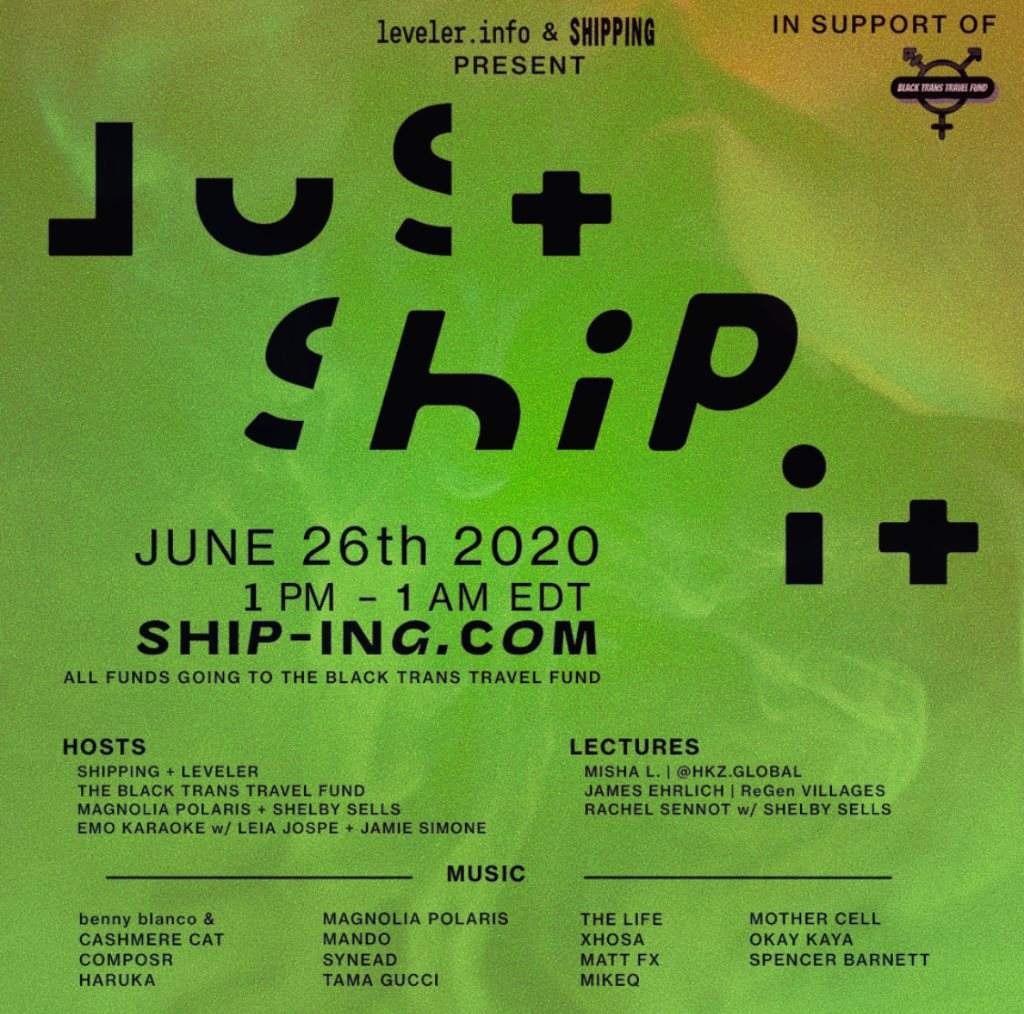 Shipping x Leveler present - Just Ship It a Fundraiser for The Black Trans Travel Fund - フライヤー表