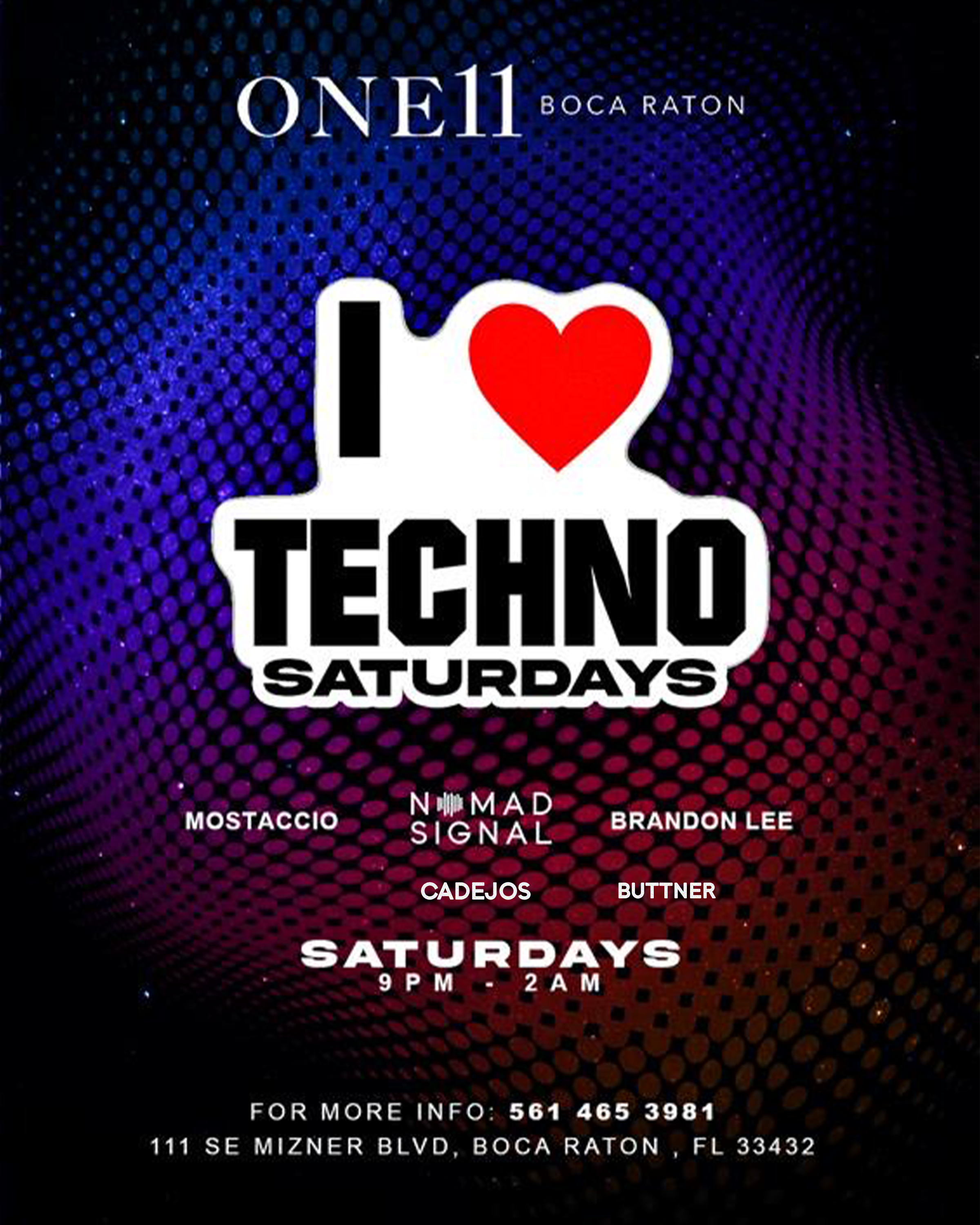 I Love Techno Saturdays - フライヤー表