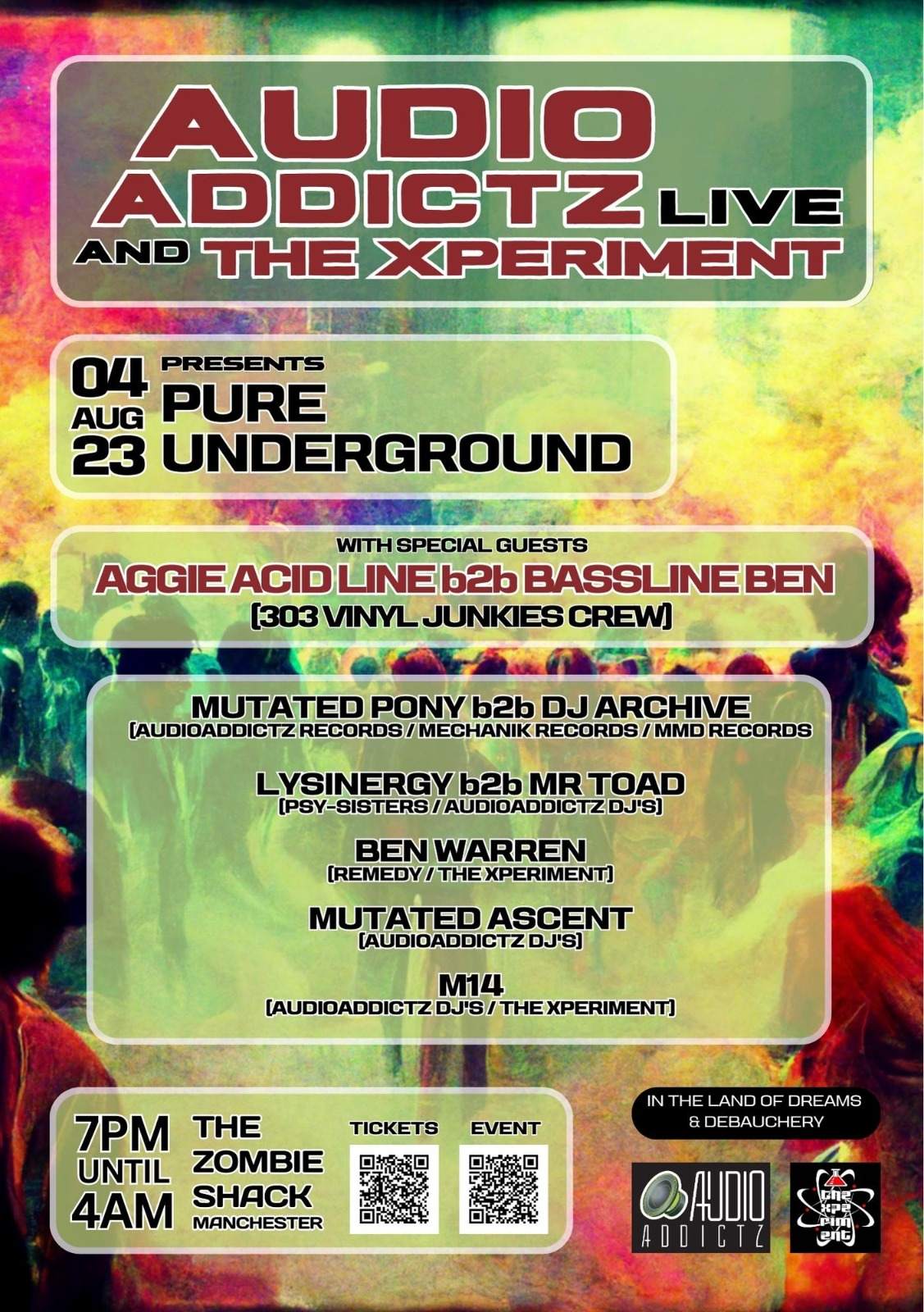 AUDIOADDICTZ & THE XPERIMENT PRESENT PURE UNDERGROUND - フライヤー表