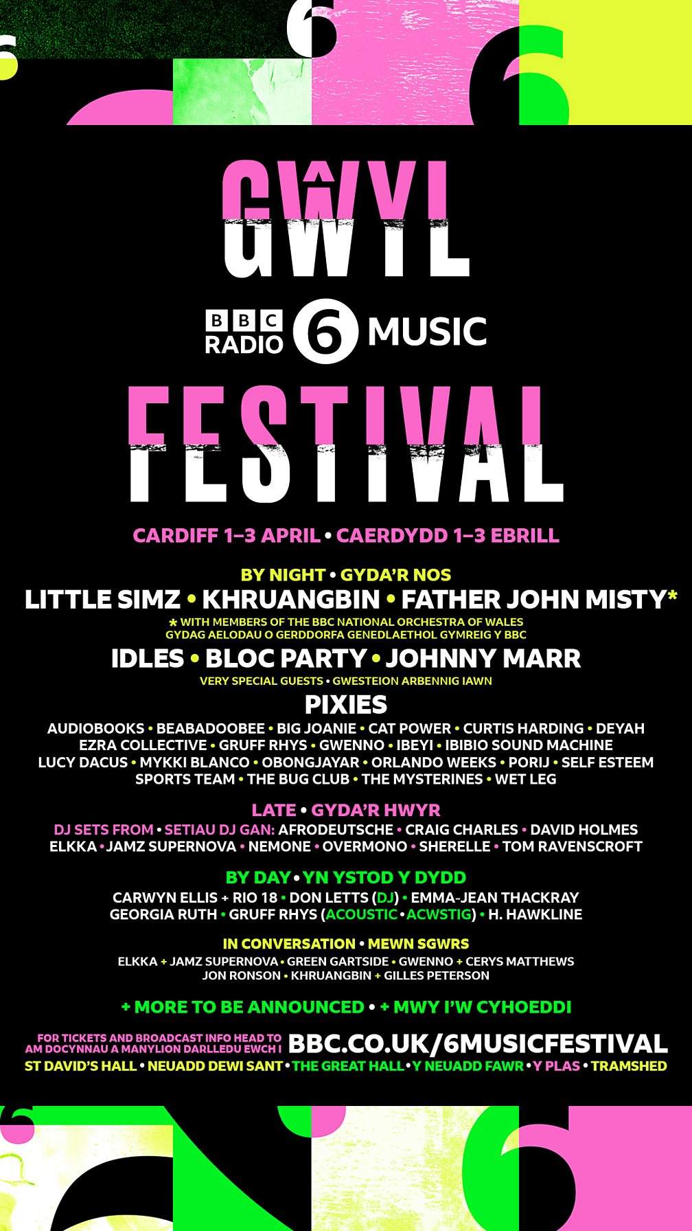 BBC 6 Music Festival: Johnny Marr, Self Esteem & Wet Leg - フライヤー表