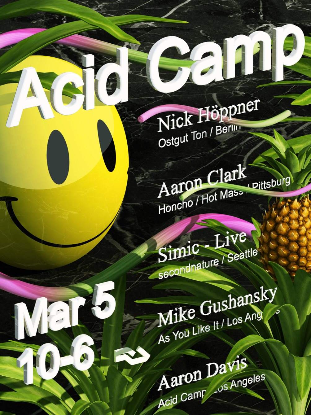 Acid Camp Saturday: Nick Höppner, Aaron Clark, Simic, Mike Gushansky - Página frontal