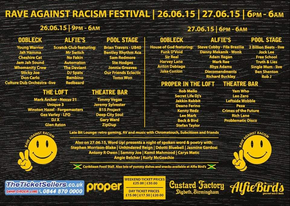 Rave Against Racism Festival - フライヤー裏