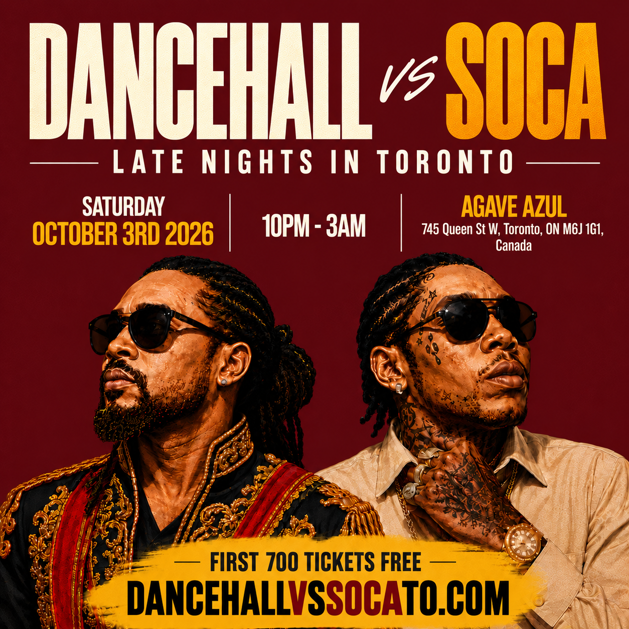 DANCEHALL vs SOCA - LATE NIGHT PARTY IN TORONTO bei Agave Azul, Toronto