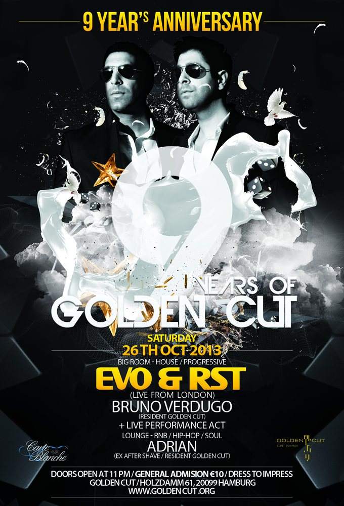 Golden Cut 9th Anniversary Party with Evo & RST - フライヤー表