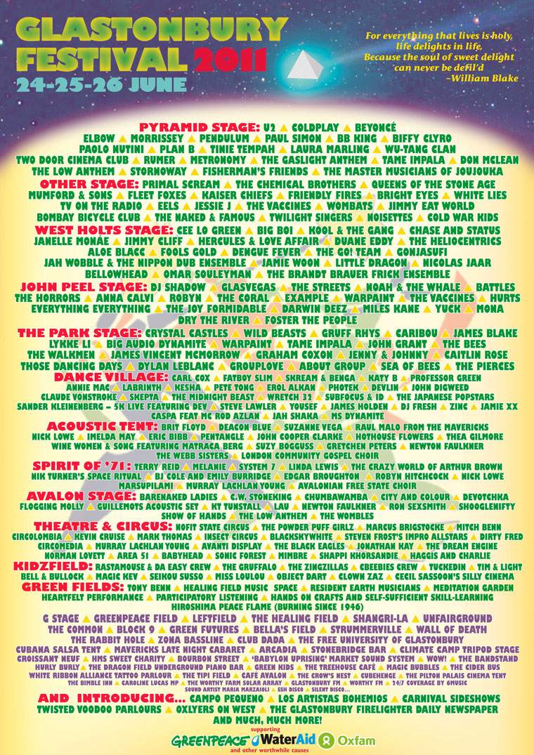 Glastonbury 2011 Thursday at Worthy Farm West Wales