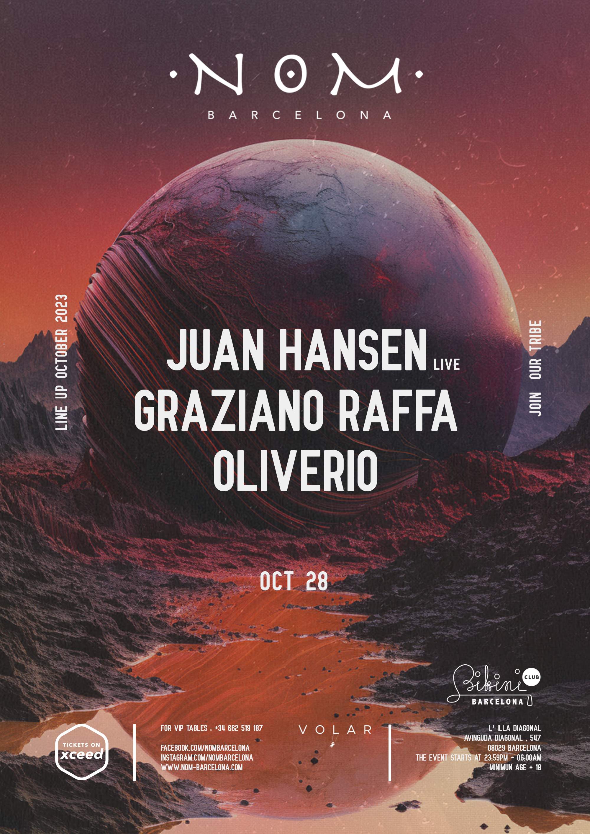 Nom pres: Juan Hansen (Live), Graziano Raffa, Oliverio ///SOLD OUT/// - フライヤー表