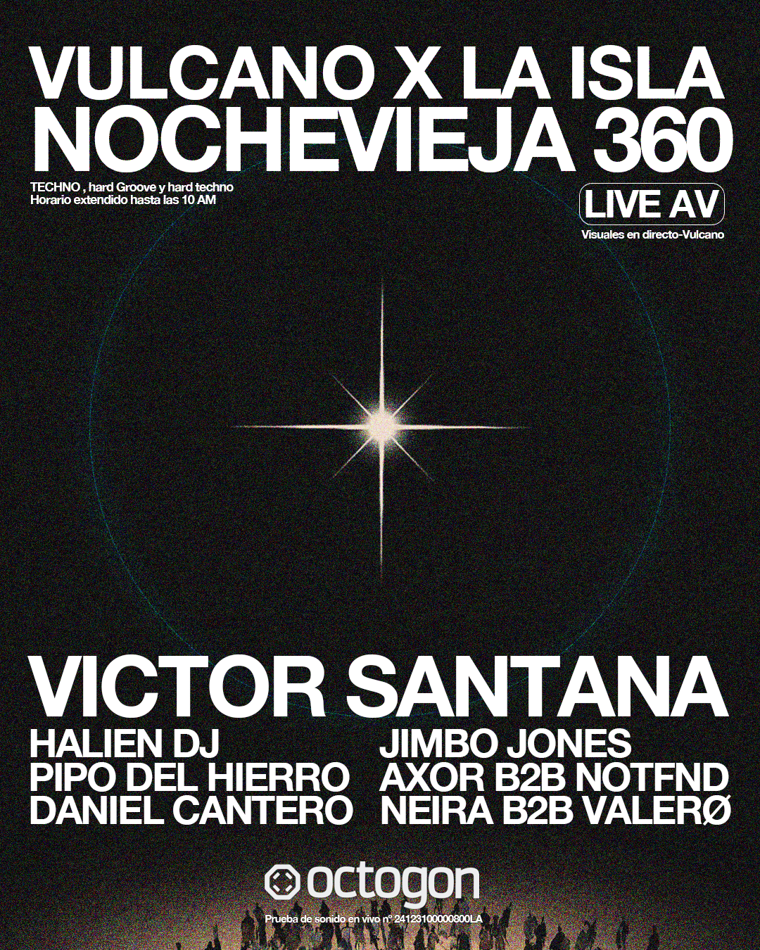 NOCHEVIEJA 360 - VULCANO- OCTOGON: Victor Santana + Halien + Pipo del Hierro + Daniel Cantero - フライヤー表