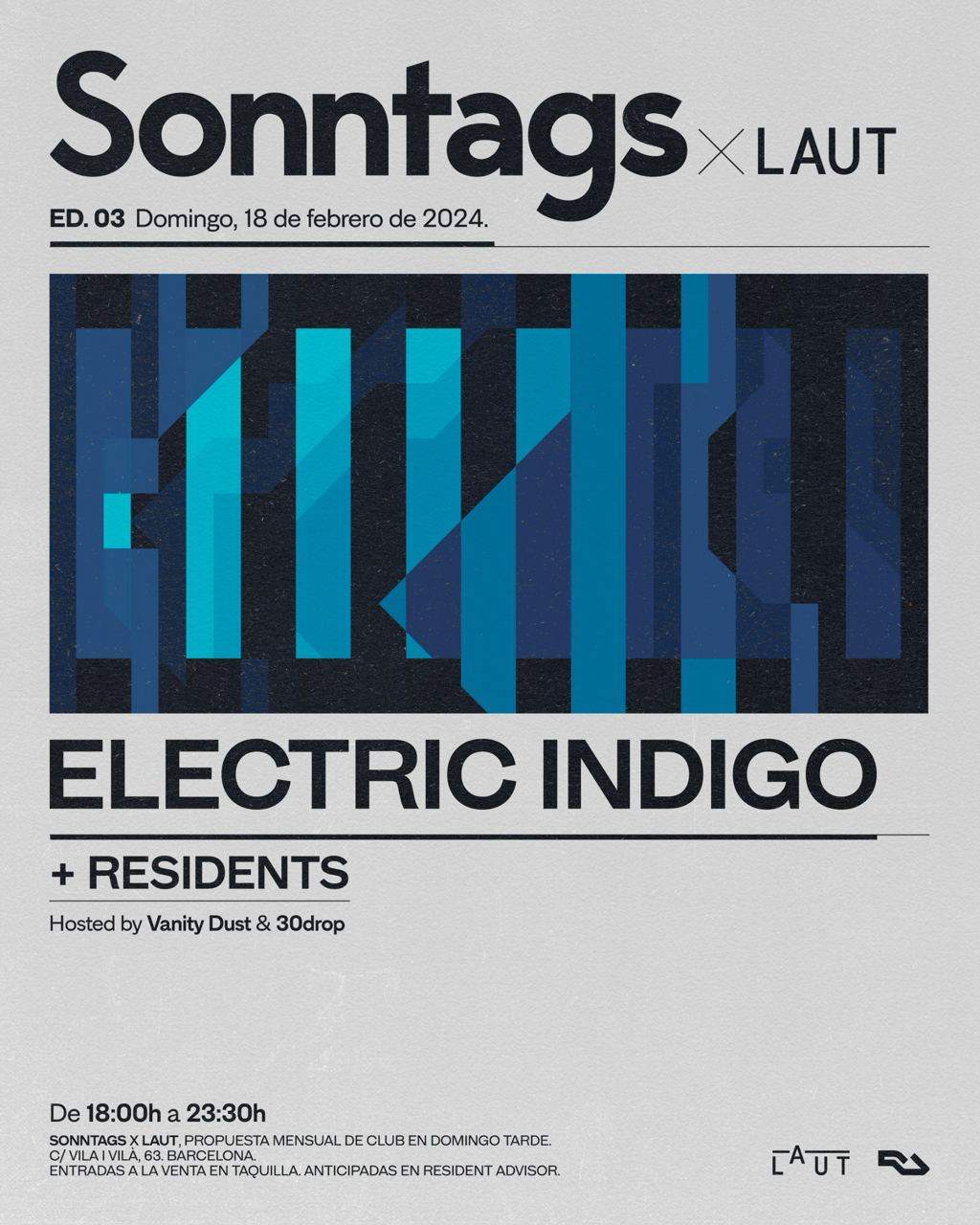 Sonntags x LAUT: Electric Indigo + Residents - フライヤー表