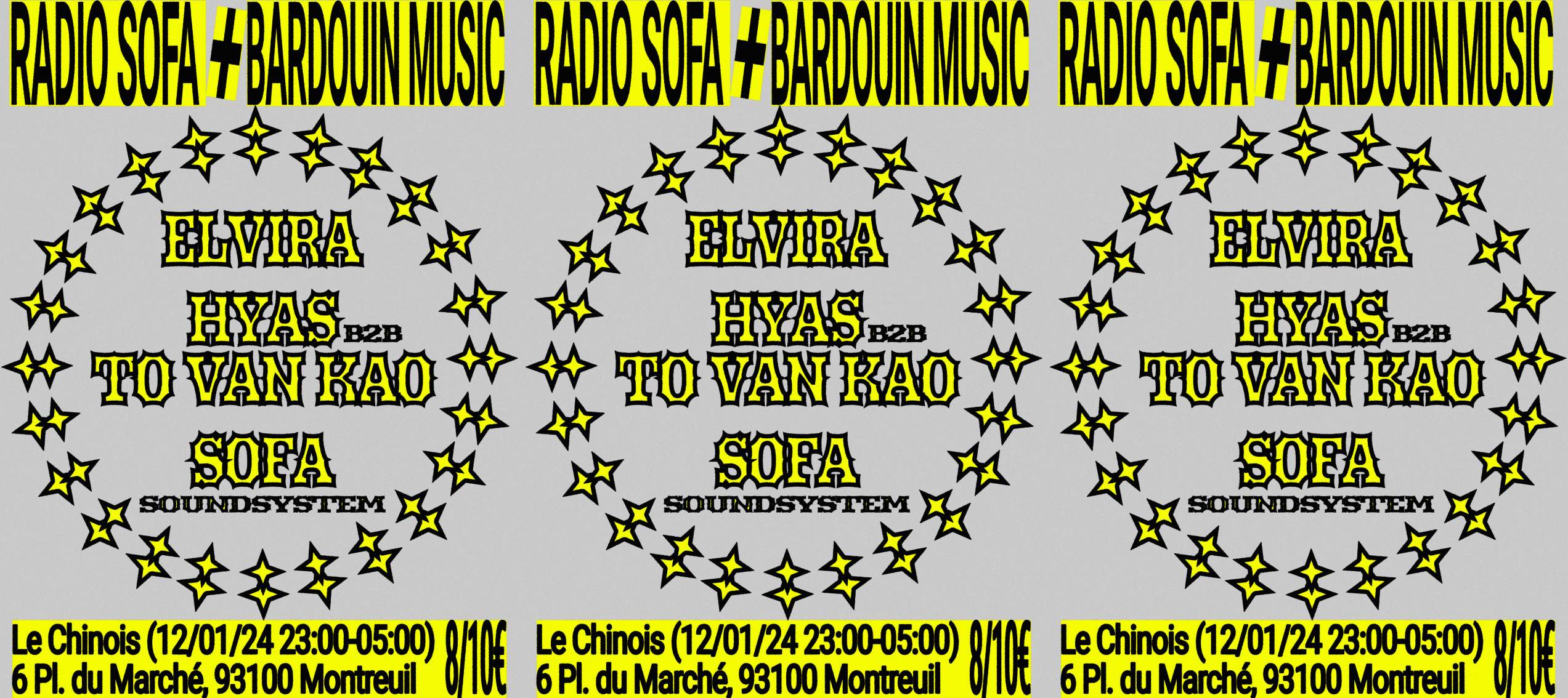 Radio Sofa x Bardouin Music: Elvira, Hyas b2b To Van Kao, Sofa Soundsystem - Página frontal